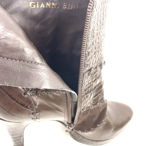Gianni Bini Brown Patchwork Ankle Boots – Size 7.5M, 3.75” Heel - Picture 8 of 12